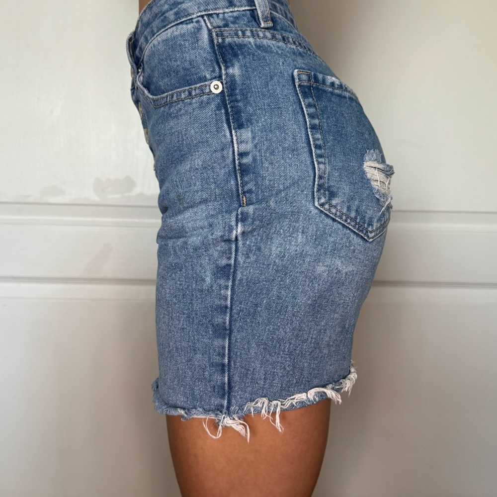 Forever 21 Blue Frayed Denim Shorts